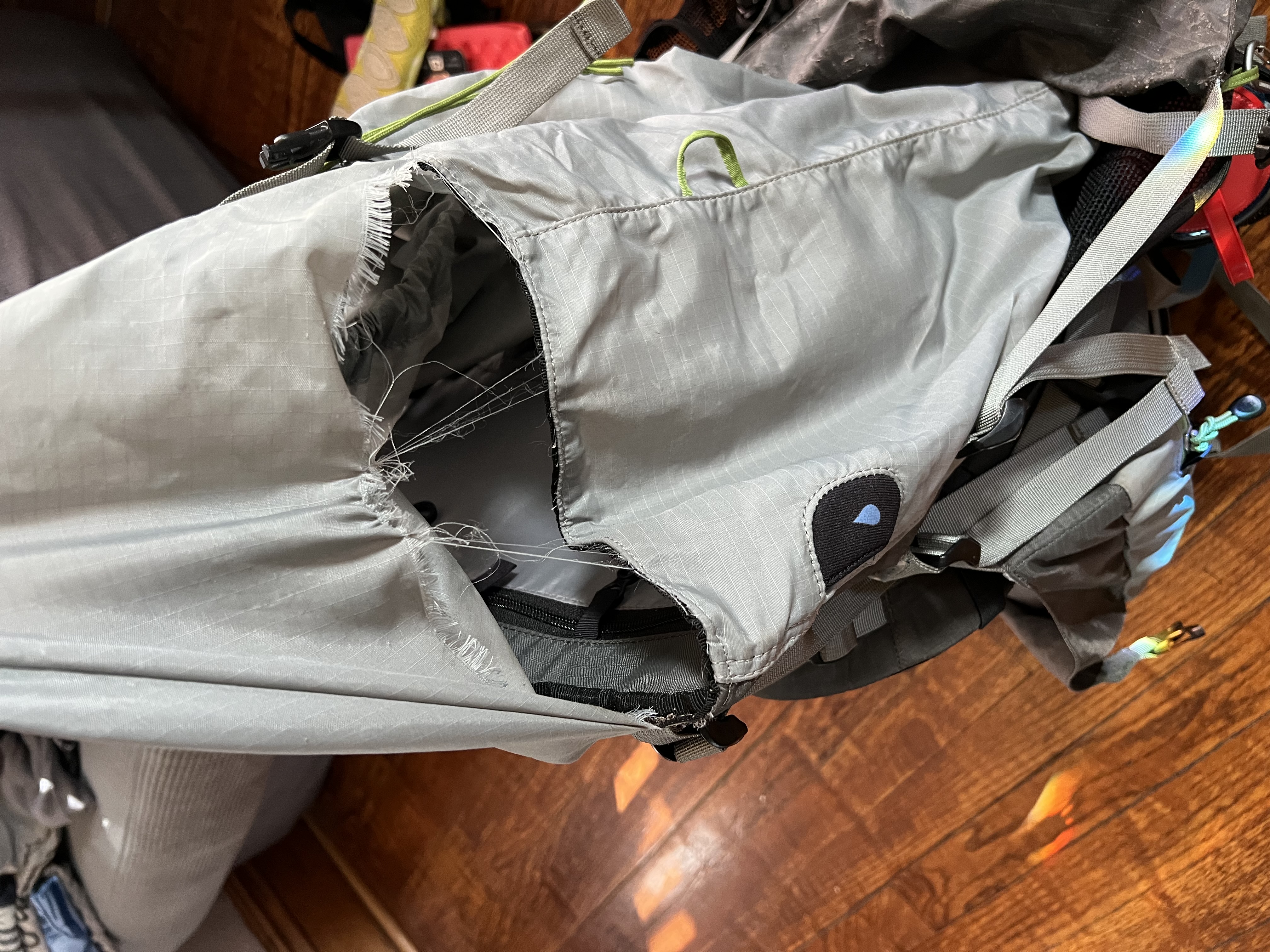 a ripped backpack